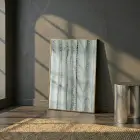 Organik Doku Pastel Yeşil Gri Tekli Gold Metal Çerçeveli Cam Tablo Yatak Odası