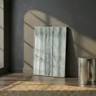 Organik Doku Pastel Yeşil Gri Tekli Gümüş Metal Çerçeveli Cam Tablo Ev Dekorasyonu