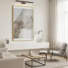 Soyut Çizgiler Doğal Bej Tonları Tekli Gold Metal Çerçeveli Cam Tablo Ev Dekorasyonu