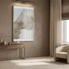 Soyut Çizgiler Doğal Bej Tonları Tekli Gümüş Metal Çerçeveli Cam Tablo Salon Oturma