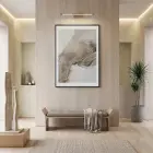 Soyut Çizgiler Doğal Bej Tonları Tekli Siyah Metal Çerçeveli Cam Tablo Ev Dekorasyonu