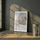 Soyut Çizgiler Doğal Bej Tonları Tekli Siyah Metal Çerçeveli Cam Tablo Ev Dekorasyonu