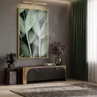 Tropikal Yapraklar Orman Yeşili Tonları Tekli Gold Metal Çerçeveli Cam Tablo Poster Dekoratif