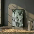Tropikal Yapraklar Orman Yeşili Tonları Tekli Siyah Metal Çerçeveli Cam Tablo Poster Dekoratif