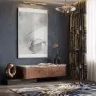 Soyut Akış Nötr Gri Tonlar Tekli Beyaz Metal Çerçeveli Cam Tablo Duvar Salon
