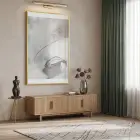 Soyut Akış Nötr Gri Tonlar Tekli Gold Metal Çerçeveli Cam Tablo Ev Dekorasyonu