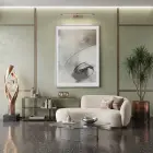 Soyut Akış Nötr Gri Tonlar Tekli Gümüş Metal Çerçeveli Cam Tablo Duvar Salon