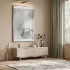 Soyut Akış Nötr Gri Tonlar Tekli Gümüş Metal Çerçeveli Cam Tablo Duvar Salon