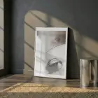 Soyut Akış Nötr Gri Tonlar Tekli Gümüş Metal Çerçeveli Cam Tablo Duvar Salon