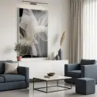 Şeffaf Dalgalar Açık Bej Tonları Tekli Beyaz Metal Çerçeveli Cam Tablo Poster Dekoratif