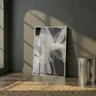 Şeffaf Dalgalar Açık Bej Tonları Tekli Beyaz Metal Çerçeveli Cam Tablo Poster Dekoratif