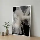 Şeffaf Dalgalar Açık Bej Tonları Tekli Beyaz Metal Çerçeveli Cam Tablo Poster Dekoratif