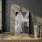 Şeffaf Dalgalar Açık Bej Tonları Tekli Gümüş Metal Çerçeveli Cam Tablo Ev Dekorasyonu