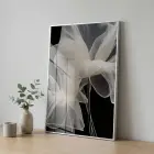 Şeffaf Dalgalar Açık Bej Tonları Tekli Gümüş Metal Çerçeveli Cam Tablo Ev Dekorasyonu