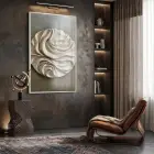 Soyut Kıvrım Bej Gri Tonları Tekli Beyaz Metal Çerçeveli Cam Tablo Salon Oturma