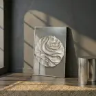 Soyut Kıvrım Bej Gri Tonları Tekli Gümüş Metal Çerçeveli Cam Tablo Duvar Salon