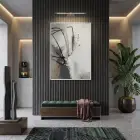 Soyut Hareket Nötr Gri Ton Tekli Beyaz Metal Çerçeveli Cam Tablo Duvar Salon