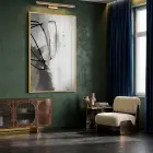 Soyut Hareket Nötr Gri Ton Tekli Gold Metal Çerçeveli Cam Tablo Duvar Salon