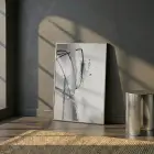 Soyut Hareket Nötr Gri Ton Tekli Gümüş Metal Çerçeveli Cam Tablo Ev Dekorasyonu