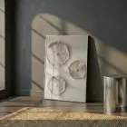 Organik Desen Sıcak Bej Tonlar Tekli Gümüş Metal Çerçeveli Cam Tablo Ev Dekorasyonu