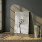 Soyut Akış Açık Bej Tonları Tekli Beyaz Metal Çerçeveli Cam Tablo Poster Dekoratif