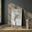 Soyut Akış Açık Bej Tonları Tekli Gümüş Metal Çerçeveli Cam Tablo Duvar Salon