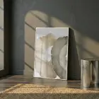 Organik Desen Toprak Tonları Tekli Beyaz Metal Çerçeveli Cam Tablo Ev Dekorasyonu Oda