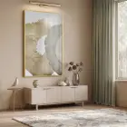 Organik Desen Toprak Tonları Tekli Gold Metal Çerçeveli Cam Tablo Ev Dekorasyonu Oda