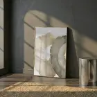Organik Desen Toprak Tonları Tekli Gold Metal Çerçeveli Cam Tablo Ev Dekorasyonu Oda