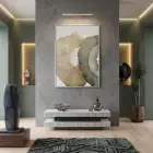 Organik Desen Toprak Tonları Tekli Gümüş Metal Çerçeveli Cam Tablo Poster Dekoratif Obje