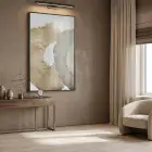 Organik Desen Toprak Tonları Tekli Siyah Metal Çerçeveli Cam Tablo Yatak Odası Koridor