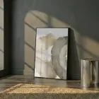 Organik Desen Toprak Tonları Tekli Siyah Metal Çerçeveli Cam Tablo Yatak Odası Koridor