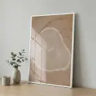 Ağaç Kesiti Sıcak Bej Tonları Tekli Beyaz Metal Çerçeveli Cam Tablo Poster Dekoratif