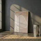 Ağaç Kesiti Sıcak Bej Tonları Tekli Gümüş Metal Çerçeveli Cam Tablo Duvar Salon
