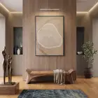 Ağaç Kesiti Sıcak Bej Tonları Tekli Siyah Metal Çerçeveli Cam Tablo Poster Dekoratif