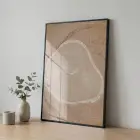 Ağaç Kesiti Sıcak Bej Tonları Tekli Siyah Metal Çerçeveli Cam Tablo Poster Dekoratif