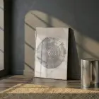 Ağaç Halkası Doğal Bej Tonlar Tekli Gümüş Metal Çerçeveli Cam Tablo Salon Oturma
