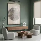 Ağaç Halkası Doğal Bej Tonlar Tekli Siyah Metal Çerçeveli Cam Tablo Duvar Salon