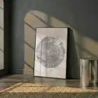Ağaç Halkası Doğal Bej Tonlar Tekli Siyah Metal Çerçeveli Cam Tablo Duvar Salon