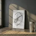 Soyut Çizgiler Siyah Gri Bej Tekli Gümüş Metal Çerçeveli Cam Tablo Poster Dekoratif