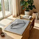 Soyut Çizgiler Siyah Gri Bej Tekli Gümüş Metal Çerçeveli Cam Tablo Poster Dekoratif