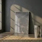 Ağaç Kesiti Doğal Gri Kahve Tekli Gümüş Metal Çerçeveli Cam Tablo Poster Dekoratif