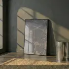 Ağaç Kesiti Doğal Gri Kahve Tekli Siyah Metal Çerçeveli Cam Tablo Duvar Salon