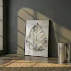 Soyut Yaprak Altın Siyah Bej Tekli Metal Çerçeveli Cam Tablo Poster Dekoratif Obje