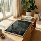 Bitkisel Çizim Derin Yeşil Tonlar Tekli Gümüş Metal Çerçeveli Cam Tablo Ev Dekorasyonu