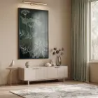 Bitkisel Çizim Derin Yeşil Tonlar Tekli Siyah Metal Çerçeveli Cam Tablo Yatak Odası