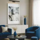 Soyut Akış Doğal Yeşil Tonlar Tekli Beyaz Metal Çerçeveli Cam Tablo Duvar Salon