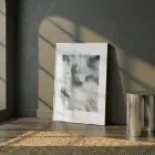 Soyut Akış Doğal Yeşil Tonlar Tekli Beyaz Metal Çerçeveli Cam Tablo Duvar Salon