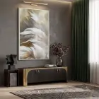 Lüks Tüy Altın Bej Tonlar Tekli Beyaz Metal Çerçeveli Cam Tablo Ev Dekorasyonu
