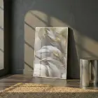 Lüks Tüy Altın Bej Tonlar Tekli Beyaz Metal Çerçeveli Cam Tablo Ev Dekorasyonu